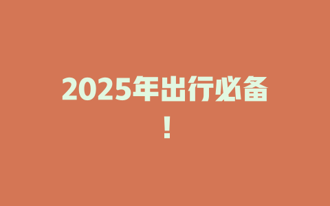 2025年出行必备！