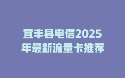 宜丰县电信2025年最新流量卡推荐