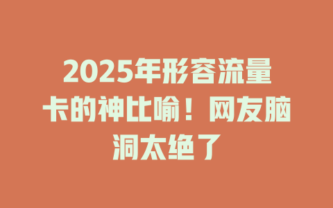 2025年形容流量卡的神比喻！网友脑洞太绝了