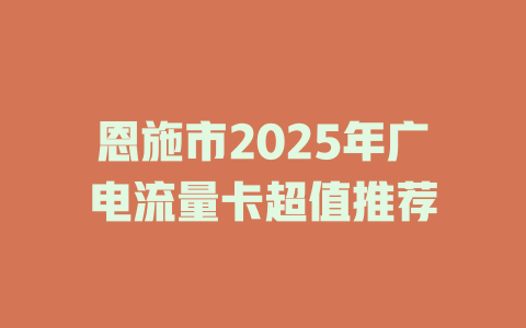 恩施市2025年广电流量卡超值推荐