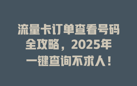 流量卡订单查看号码全攻略，2025年一键查询不求人！