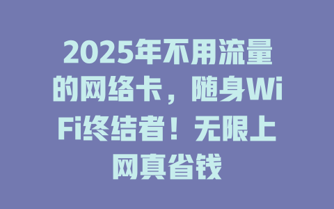 2025年不用流量的网络卡，随身WiFi终结者！无限上网真省钱