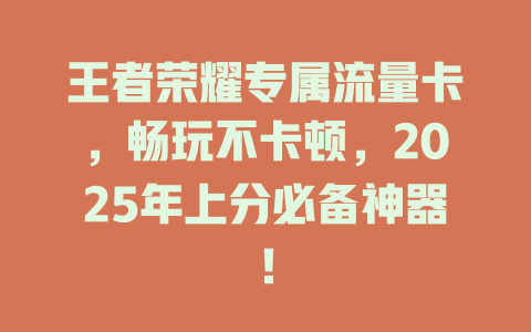 王者荣耀专属流量卡，畅玩不卡顿，2025年上分必备神器！