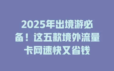 2025年出境游必备！这五款境外流量卡网速快又省钱