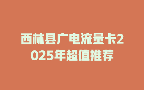 西林县广电流量卡2025年超值推荐