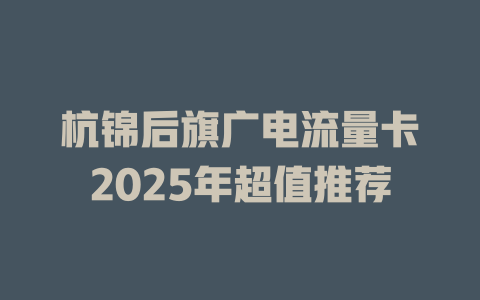 杭锦后旗广电流量卡2025年超值推荐