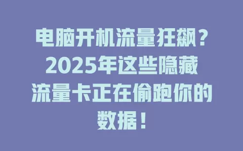 电脑开机流量狂飙？2025年这些隐藏流量卡正在偷跑你的数据！