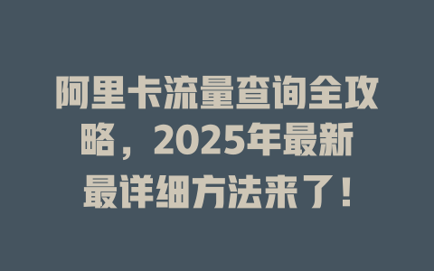 阿里卡流量查询全攻略，2025年最新最详细方法来了！