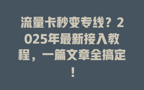 流量卡秒变专线？2025年最新接入教程，一篇文章全搞定！