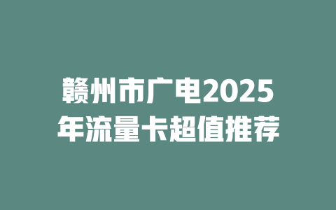 赣州市广电2025年流量卡超值推荐