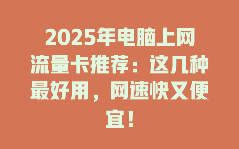 2025年电脑上网流量卡推荐：这几种最好用，网速快又便宜！
