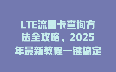 LTE流量卡查询方法全攻略，2025年最新教程一键搞定