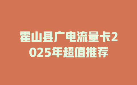霍山县广电流量卡2025年超值推荐