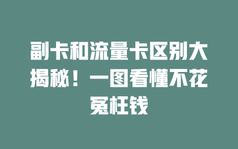 副卡和流量卡区别大揭秘！一图看懂不花冤枉钱