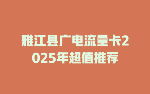 雅江县广电流量卡2025年超值推荐