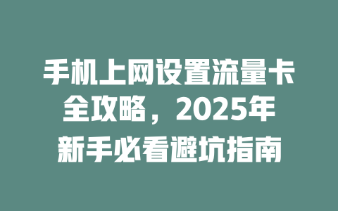 手机上网设置流量卡全攻略,2025年新手必看避坑指南
