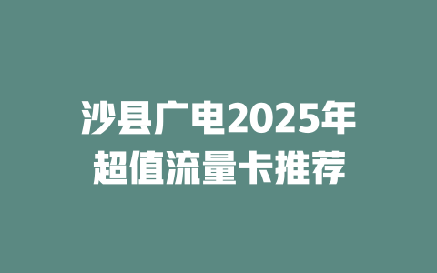 沙县广电2025年超值流量卡推荐