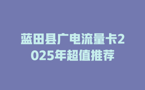 蓝田县广电流量卡2025年超值推荐