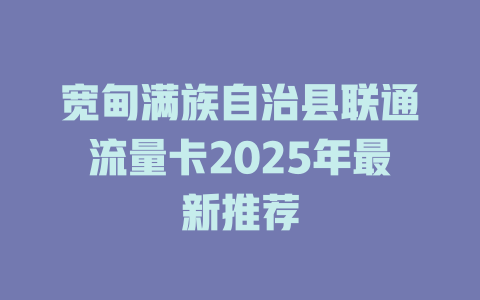宽甸满族自治县联通流量卡2025年最新推荐