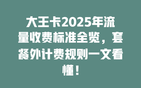 大王卡2025年流量收费标准全览，套餐外计费规则一文看懂！