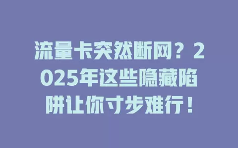 流量卡突然断网？2025年这些隐藏陷阱让你寸步难行！