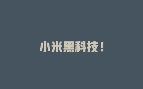 小米黑科技！