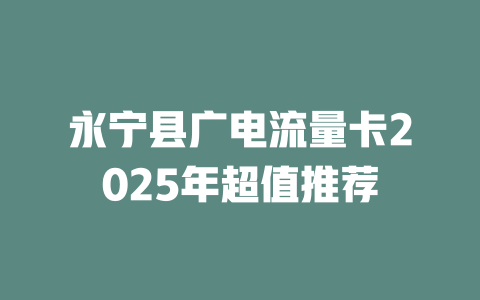 永宁县广电流量卡2025年超值推荐