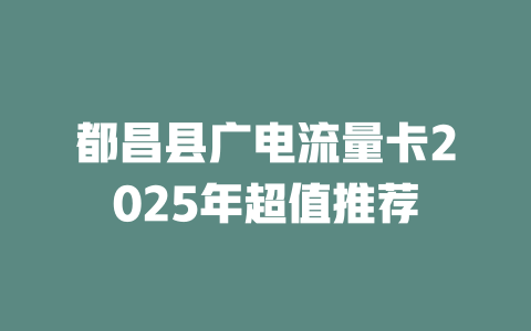 都昌县广电流量卡2025年超值推荐