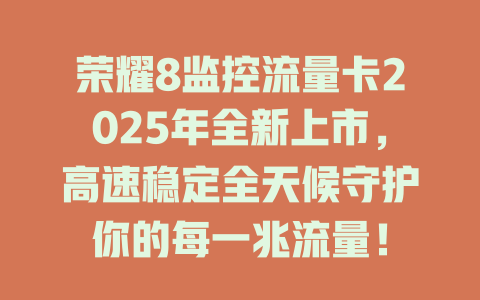 荣耀8监控流量卡2025年全新上市，高速稳定全天候守护你的每一兆流量！