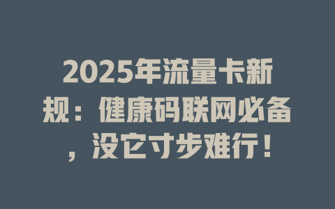 2025年流量卡新规：健康码联网必备，没它寸步难行！