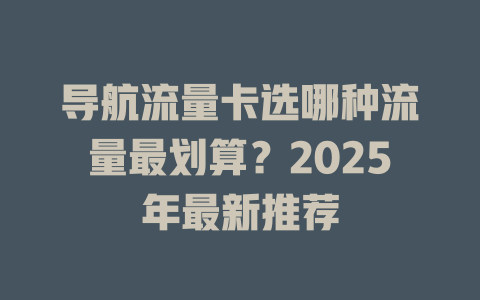 导航流量卡选哪种流量最划算？2025年最新推荐