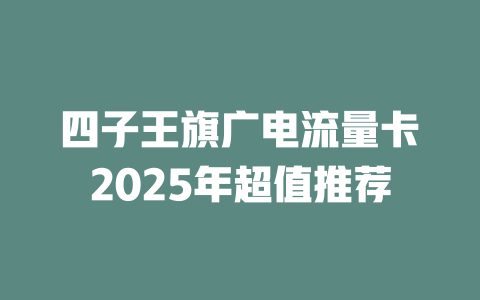 四子王旗广电流量卡2025年超值推荐