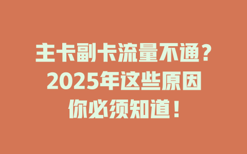 主卡副卡流量不通？2025年这些原因你必须知道！