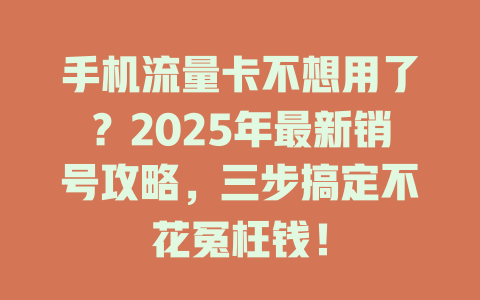 手机流量卡不想用了？2025年最新销号攻略，三步搞定不花冤枉钱！