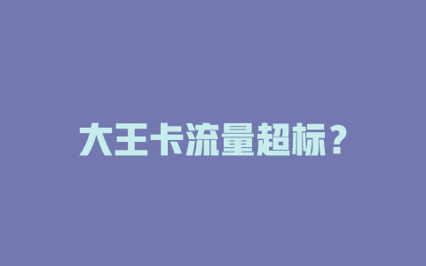 大王卡流量超标？