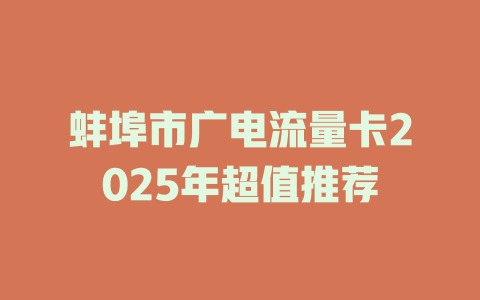 蚌埠市广电流量卡2025年超值推荐