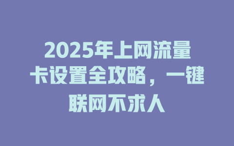 2025年上网流量卡设置全攻略，一键联网不求人