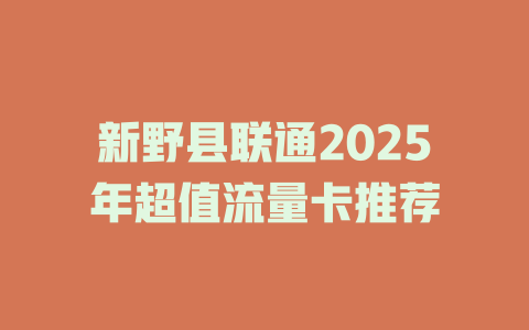 新野县联通2025年超值流量卡推荐