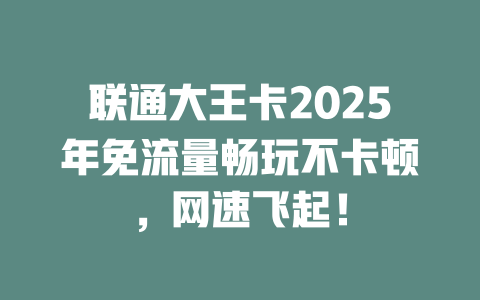 联通大王卡2025年免流量畅玩不卡顿，网速飞起！