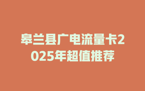 皋兰县广电流量卡2025年超值推荐
