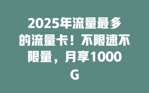 2025年流量最多的流量卡！不限速不限量，月享1000G