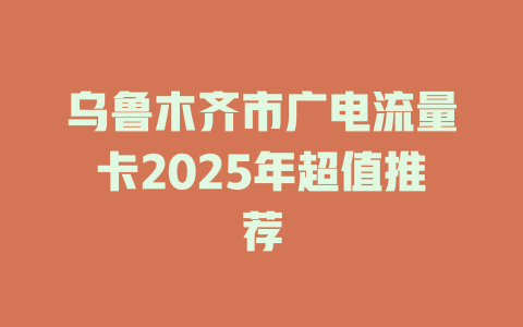 乌鲁木齐市广电流量卡2025年超值推荐