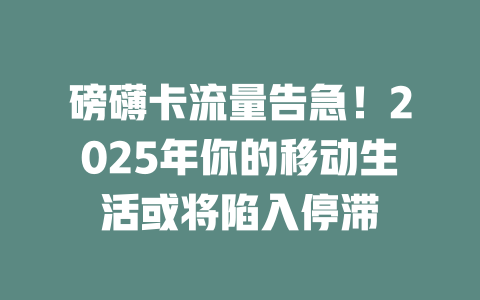 磅礴卡流量告急！2025年你的移动生活或将陷入停滞