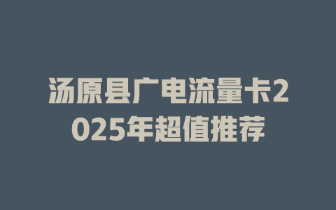 汤原县广电流量卡2025年超值推荐