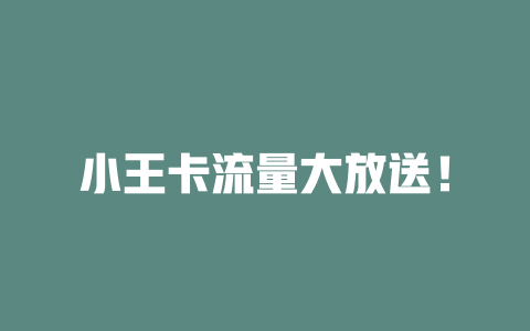 小王卡流量大放送！