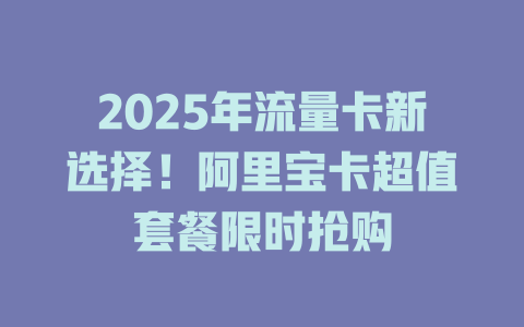 2025年流量卡新选择！阿里宝卡超值套餐限时抢购