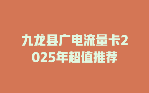 九龙县广电流量卡2025年超值推荐
