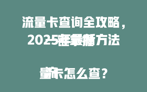 流量卡查询全攻略，2025年最新方法一键掌握  

流量卡怎么查？