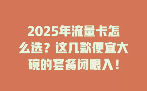 2025年流量卡怎么选？这几款便宜大碗的套餐闭眼入！