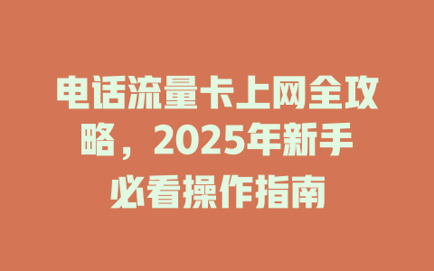 电话流量卡上网全攻略，2025年新手必看操作指南
